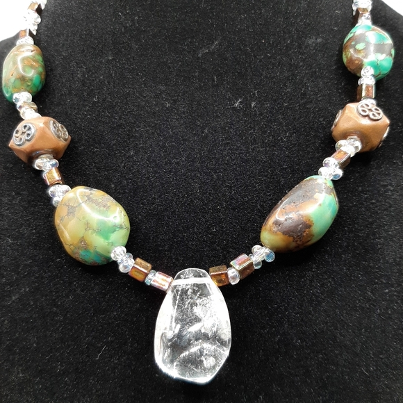 Artisan Copper and Turquoise Nexklace and Bracelet - Picture 3 of 5